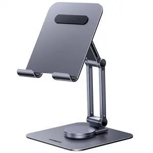 UGREEN Tablet Stand for Desk Swivel with 360° Rotating Base Tablet Holder Aluminum Portable Stand Adjustable Home Office Accessories Compatible with iPad Pro 11 Air Mini 6 5 Grey