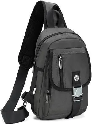 NICGID Sling Bags, Chest Shoulder Backpack Crossbody Bag One Strap Daypacks Outdoor Travel for Men Women (Grey-016)