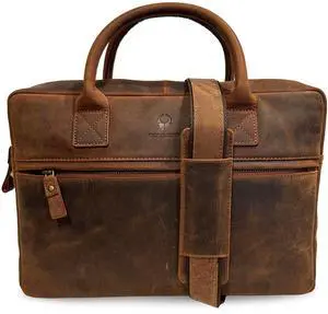 DONBOLSO Leather Messenger Bag for Men - Laptop Bag with Zipper Compartment - Genuine Top Grain, Tech-Friendly Shoulder Bag for Men and Women | Stylish Briefcase for Notebook - Brown