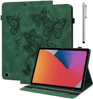 VODEFOX Case for Amazon Kindle Fire Max 11 Case (13th Generation, 2023 Release) 11",PU Leather Folio Embossed Butterfly Stand Cover for Fire Max 11 Tablet - Green