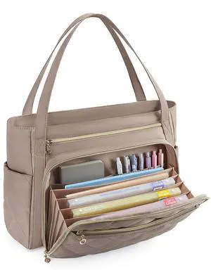 BAGSMART Teacher Tote Bag for Women 15.6in Quilted with Insulated Pocket & Nurse Bag Features (Brown)