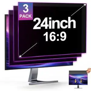 JEAPKA [3-Pack 24 Inch Privacy Screen for Monitor Computer Screen Privacy Filter for 16:9 Widescreen Monitor Desktop PC Anti-Glare Protector and Blue Light UV-Blocking