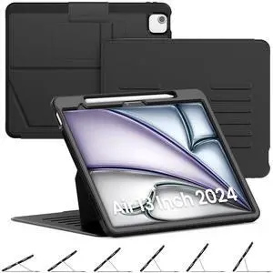Timecity for iPad Air 13 Inch Case M3 2025/ M2 2024, Strong Magnetic with 6 Angle Stand, Auto Sleep/Wake, Upgrade PU Leather Cover for iPad Air 13 2024, Black