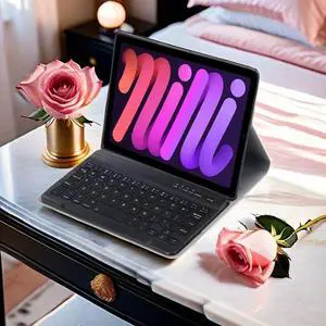 Lrufodya Keyboard Case for iPad mini 7 A17 Pro & iPad mini 7th/6th Generation (2024/2021) - Detachable Bluetooth Keyboard with Slim Folio Stand, USB-C Rechargeable, and Pen Holder (Black)