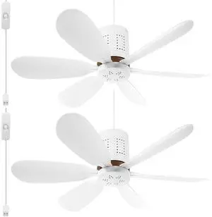 Kittmip 2 Set Portable USB Ceiling Fan for Camping Mini Silent Six Blades Plug in Hanging Ceiling Fan with On/off Button for Camping Bedroom Living Room RV Gazebo Tent Canopy(5.58 Feet Long)