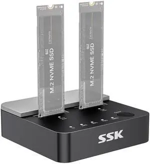 SSK Bundles with NVMe SSD Cloner, M.2 Duplicator Dual Bay NVMe Enclosure, Tool-Free 20Gbps USB3.2 Gen 2X2 SSD to USB Adapter and M.2 NVME SATA SSD Enclosure Adapter, USB 3.2 Gen 2 (10 Gbps)