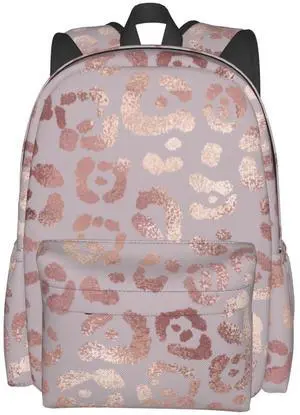 famliihw Rose Gold Leopard Skin Tote Backpack Bookbag Laptop Backpacks Multipurpose Daypack for Boys Girls School Men Women Travel Hiking