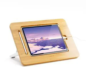 AFOOYO Wooden Tablet Drawing Stand - Adjustable 5 Angle Laptop Stand Riser, Compatible with 12.9/13 inch iPad Pro (3rd - 7th Gen)