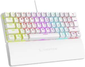 Rampage Plower K60 Mechanical Gaming Keyboard  62 Keys, Compact 60% Layout, OUTEMU Blue Switches, LED Backlit, Anti-Ghosting, Wired (White, Windows/Mac Compatible)