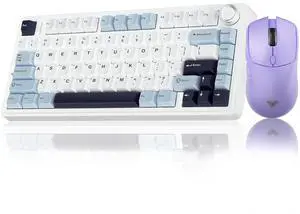 AULA Wireless Keyboard and Mouse Combo, F75 Mechanical Keyboards, Hot Swappable Custom Keyboard+SC580X Wireless Gaming Mouse Light Purple