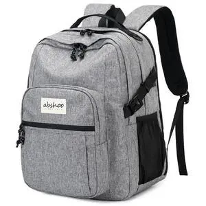 abshoo Classical Laptop Travel Backpack for Women Men College School Bookbag With USB Charging Port (Grey)