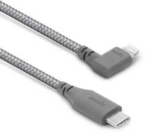 Moshi Integra USB C to Lightning Cable 90 Degree 5ft/1.5m [MFi-Certified], iPhone 12 Charger, PD Fast Charging 60W, Ballistic Nylon Braiding for iPhone 12/11 Series (Use with USB C Charger)