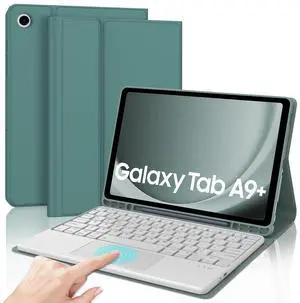 Keyboard Case for Galaxy Tab A9 Plus 5G 11 Inch 2023, Multi-Touch Trackpad, Detachable Keyboard, Auto Sleep/Wake, Long Battery Life, Smart Folio Cover with S Pen Holder for Tab A9+ 11" (Green)