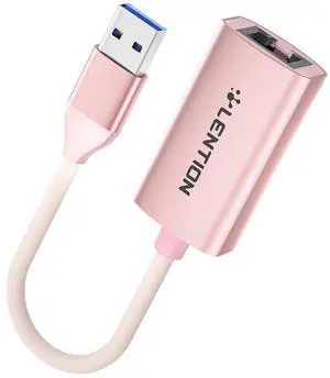 LENTION USB 3.0 Type A to Gigabit Ethernet Adapter, RJ45 LAN Network Converter Compatible with Nintendo Switch, MacBook Pro/Air, Surface, Chromebook, Windows Laptops,More (HU604, Rose Gold)
