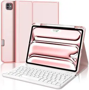 for iPad Pro 11 inch Case with Keyboard (M4) 2024 New, Magnetic Detachable Wireless Bluetooth Keyboard, Smart Folio Cover with Pencil Holder for Ipad Pro 11", Slim& Light, Auto Sleep/Wake, Pink