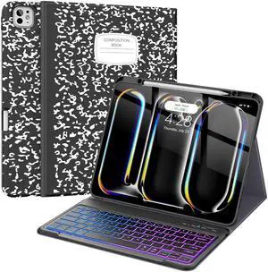 Supveco Keyboard Case for iPad Pro 13 Inch (M4) 2024 with Pencil Holder-Wireless Magnetic Detachable Keyboard with Backlit Keys,Slim Stand Case with Soft TPU Back Cover for New iPad Pro 13-Black