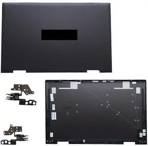 wzqrps Replacement Laptop LCD Cover Back Rear Top Lid with Hinges for HP Envy X360 15-ED 15M-ED 15T-ED 0023DX L93203-001 L93204-001 (Black)