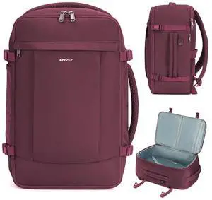 ECOHUB Travel Backpack for Women, Carry on Backpack with USB Charging Hole, Spirit Airlines Personal Item Bag Flight Approved, 15.6 Inch Laptop Backpack with Anti Theft Pockets, 30L, Red