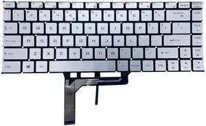 Replacement Keyboard for MSI GS65: Laptop Keyboard with Backlit for GS65VR PS63 GF63 PS42 P65 WP65 WS65 MS-16Q1 US Layout (Silver-White)