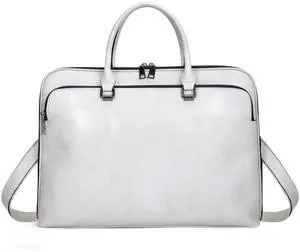Laptop Messenger briefcase shoulder bag: Genuine Leather men 13 14 inch macbook case women work tote handbag Beige