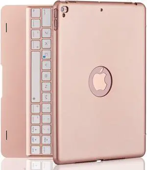 NOKBABO iPad Keyboard Case for iPad Pro 9.7 inch, 2018 iPad 6th Gen, 2017 iPad 5th Gen, iPad Air 2 & 1 case with Keyboard, 130° Smart Folio Hard Back Cover, Ultra Slim, Auto Wake and Sleep - Rose Gold