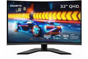 GIGABYTE G32QC A (32" 165Hz 1440P Curved Gaming Monitor, 2560 x 1440 VA 1500R , 1ms (MPRT) Response Time, 93% DCI-P3, VESA Display HDR400, FreeSync Premium Pro