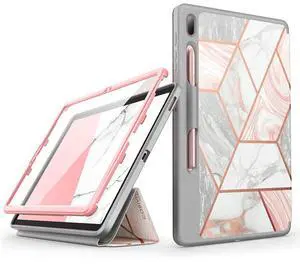 i-Blason Cosmo Case for Samsung Galaxy Tab S7 FE 12.4" 2021 Release Only, Full-Body Trifold with Built-in Screen Protector Protective Smart Cover with Auto Sleep/Wake & Pencil Holder (Marble)
