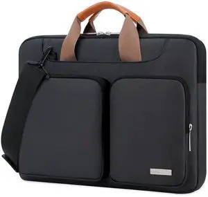 Lacdo 360° Protective Laptop Shoulder Bag for 15 inch New MacBook Air M4 A3241 2025, M3 A3114, M2 A2941 2024-2023, 15 inch MacBook Pro A1990 A1707, Dell XPS 15 Plus 2022-2020 Computer Case Bag, Black