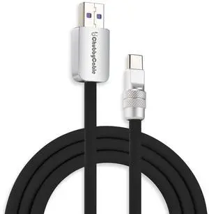 chubbycable Chubby 2.0 Fast Charging Cable Durable Soft Silicone USB C Cable 120W Extra Thick Phone Charger Cord Data Transfer Cord, Black, USB-A to Type-C, 19.6 FT