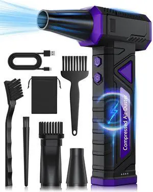 Compressed Air Duster-Replaces Compressed Air Cans-Canned Air, 150,000RPM Electric Air Duster, Rechargeable Cordless Air Blower for Keyboard, PC, Electric Devices Cleaning -Purple