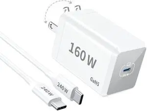 Mac Book Pro Charger - 160W Compact USB C Charger Fast Charger Compatible with MacBook pro/Air, ipad Pro, Samsung Galaxy Note and All USB C Device, Include 7FT Braided Charge Cable