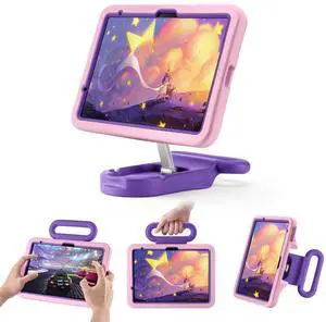 Kids Case for iPad (A16) 11th/10th Gen 10.9 2025/2022,Shockproof Handle Stand Case,Child-Friendly Drop-Proof case for iPad Air 11 Inch(2025) M3/M2,Adjustable Stand for Portrait & Landscape (Pink)
