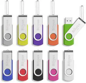 USB Flash Drive, Bilious Swivel Metal Style Thumb Drives with Led Indicator, Portable Fold Memory Stick Keychain Design U Disk (32GB, 10 Pack)