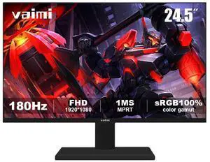 VAIMI 24.5'' Gaming Monitor 180Hz FHD,Fast IPS 1080P 1 ms, 100% sRGB HDR10, Freesync HDMI2.1x 1 /DP1.4 x 1 VESA Tilt Adjustable Xbox PS5 (HDMI Cable Included)