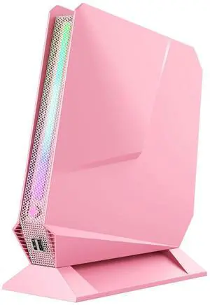 Mini PC, Intel Core i7-8750H(8C/16T up to 4.1GHz), GTX 1050 Discrete Graphics Mini Computer With RGB Lights, 16GB DDR4 RAM 512 NVMe SSD, Triple Display, WiFi6 BT5.2, 1G RJ45, Win 11 Pro Micro PC, Pink
