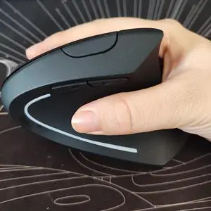 JYKEYMOUT Bluetooth+USB A+C(3 in 1) Rechargeable Ergonomic Mouse, Wireless Vertical Design, 5 Adjustable Levels Up to 4800 DPI, 2.4GHz Carpal Tunnel Silent Mice, for PC,Laptop,MacBook,Chromebook-Black