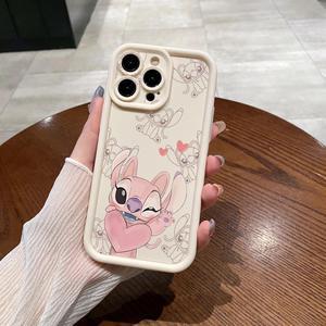 Case For iPhone 14 Pro Couple Stitch Angel Full Protective Phone Case Anti Drop Cover