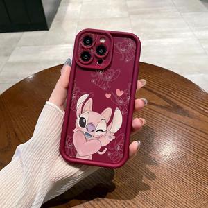 Case For iPhone 14 Pro Couple Stitch Angel Full Protective Phone Case Anti Drop Cover