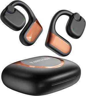 YAWYORE Wireless Bluetooth 5.3 Open Ear Headphones Sport Earbuds with Earhooks IPX7 Waterproof Dual Microphones,Clear Sound Comfortable Fit,88H Playtime Suitable for Running,Fitness(Black)
