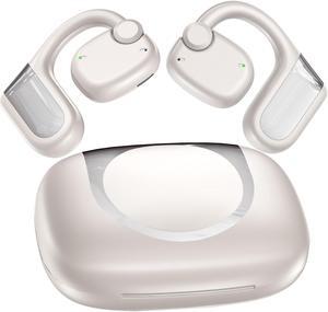 YAWYORE Wireless Bluetooth 5.3 Open Ear Headphones Sport Earbuds with Earhooks IPX7 Waterproof Dual Microphones,Clear Sound Comfortable Fit,88H Playtime Suitable for Running,Fitness(White)