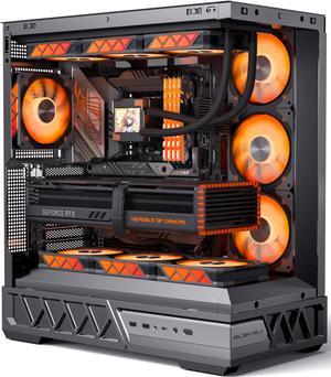 YAWYORE Gaming PC ATX Medium Tower Computer Case,With 4 ARGB Fans, Support 360 Water Cooling/Easy Removal/Back Plug Main Board /270 ° Ocean View Room Chassis- Black