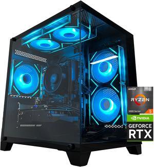 YAWYORE Gaming Desktop Computer PC,AMD Ryzen 5 5600,RTX3050 6GB,32GB RAM and 1TB M.2 NVMe PCle4.0,ARGB FAN,WiFi+BT5.0,Game Design Office console,Sea View Room,Prebuilt Gaming PC Tower