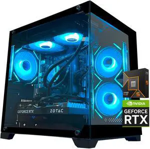 YAWYORE Gaming PC Desktop,AMD Ryzen 5 9600X,RTX5060 8G,MSI B650M,32GB DDR5 6000 RAM and 1TB M.2 NVMe PCle4.0,Liquid Cooler ARGB FAN,Wi-Fi+BT,Game Design Office console,Sea View Room,Prebuilt Gaming PC