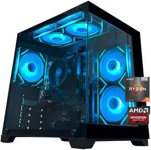 YAWYORE Gaming PC Desktop Computer,AMD Ryzen 5 5600GT,16GB RAM and 1TB M.2 NVMe PCle4.0,ARGB FAN,Wi-Fi+BT,Game Design Office console,Sea View Room,Prebuilt Gaming PC