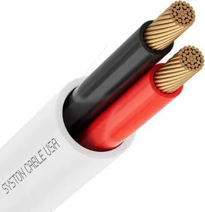 Syston Cable Technology 16/2 Stranded Audio Cable UL/ETL CL3R CMR FT4 16 AWG 2 Conductors Oxygen Free Copper Conductors Indoor Outdoor UV Resistant RoHS White White 50 ft.