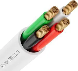 Syston Cable Technology 16/4 Stranded Audio Cable UL/ETL CL3R CMR FT4 16 AWG 4 Conductors Oxygen Free Copper Conductors Indoor Outdoor UV Resistant RoHS White White 50 ft.