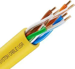 Syston Cable Technology CAT 5E Ethernet Bulk Cable,350MHz,24/4pr Solid Copper,CMR,Indoor/Outdoor,50 ft. Yellow