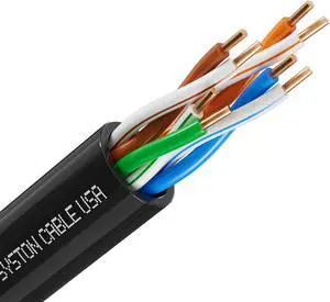 Syston Cable Technology CAT 5E Ethernet Bulk Cable,350MHz,24/4pr Solid Copper,CMR,Indoor/Outdoor,50 ft. Black