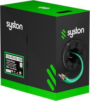 Syston Cable Technology CAT 5E Ethernet Bulk Cable,350MHz,24/4pr Solid Copper,CMR,Indoor/Outdoor,1000 ft. Green