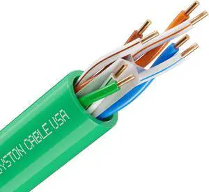 SYSTON CABLE TECHNOLOGY CAT 6E Ethernet Bulk Cable, 600MHz, 23/4pr Solid CU, CMP, Indoor/Outdoor 50 ft. Green
